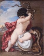 d'après William Dyce (1806-1864) 
Hercule enfant 

Miniature. 

Haut. 16,5 Larg....