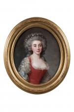 Antoine Vestier (Français, 1740-1824)
Portrait de Caroline de Fontanges, 1787

Toile ovale.
Signée...