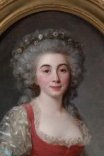 Antoine Vestier (Français, 1740-1824)
Portrait de Caroline de Fontanges, 1787

Toile ovale.
Signée...