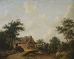 Attribué à Barend Cornelis Koekkoek (Néerlandais, 1803-1862)
Promeneurs à l'entrée d'un...