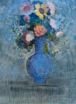 Odilon Redon (Français, 1840-1916) 
Bouquet de fleurs avec un tournesol

Pastel.
Signé...
